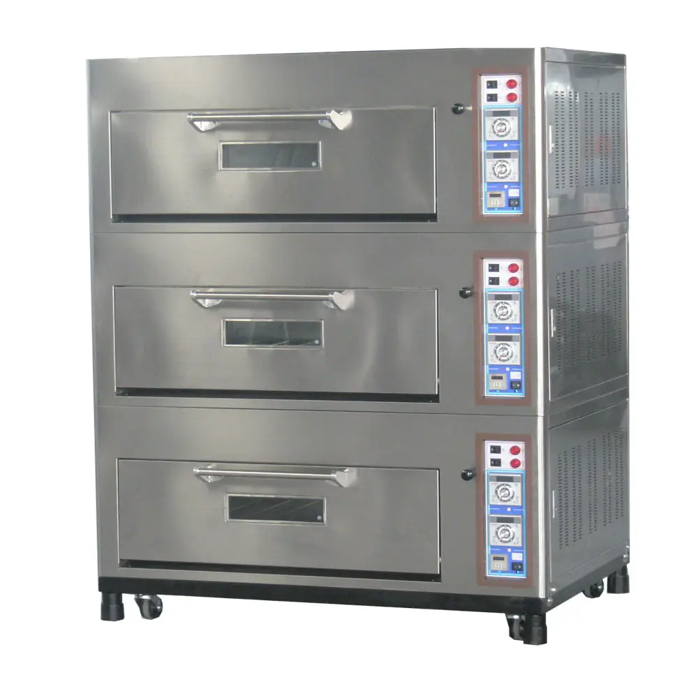 Bakery Use 3 Deck 3 Trays Oven With Stone High Temperature Pizza Deck Oven Restaurant Baking Equipment Gas / Electric Bread Oven