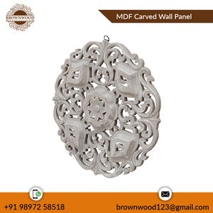 Panneau décoratif mural rond sculpté à la main en MDF antique blanc vert du fabricant indien et des panneaux décoratifs pour la salle des exportateurs - Product Image 4