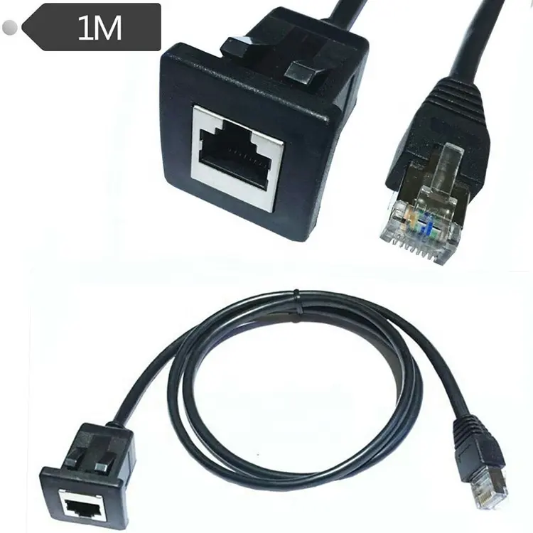 RJ45 Male to Female LAN Ethernet Network Cat 5e Panel Mount Cable