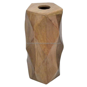 Vase à fleurs en verre au design moderne Vase en métal pour décoration de maison en aluminium avec cadre en bois - Product Image 4