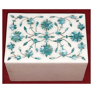 Wholesale Pink Rose Marble Flower Design Mop Inlay Box - Product Image 1