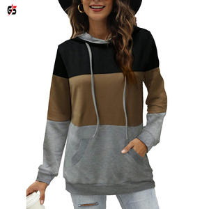 Sudaderas con capucha Sudadera de mujer Patchwork multicolor Logotipo de marca personalizado Impresión/Bordado Tela de lana de algodón - Product Image 5