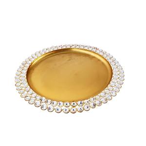 Vaisselle ronde simple plaquée or Assiette de présentation en fer sans danger pour un usage quotidien et des assiettes et plats décoratifs de mariage - Product Image 3