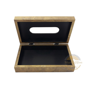 Boîte à mouchoirs moderne conçu à motifs de feuilles extérieur 100% bois naturel fait boîte à mouchoirs porte-serviettes fournisseur de l'Inde (AC 9623) - Product Image 1