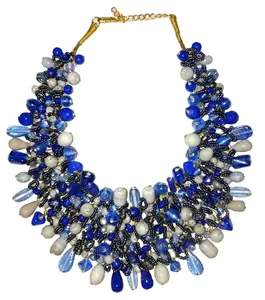 Royal Blue Statement Choker Necklace Women's Statement Necklaces & Jewellery Gifts for Her for women fashion and Accessories