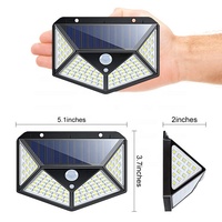 Lampu Dinding Keamanan Sensor Gerak Tenaga Surya Luar Ruangan 100LED Penerangan 4 Sisi Tahan Air Terlaris Grosir