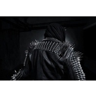 Veste en cuir noir gothique pour homme 2023 avec longues pointes, style rocker punk, veste de motard personnalisée faite à la main