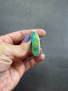 Vente en gros Argent Sterling 925 Vert Turquoise 22X40MM Forme Ovale Cuivre Turquoise Cabochon Bijoux Christian Nombre Motif Cadeau - Product Image 3