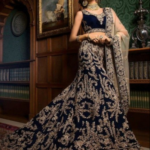 2021 BEAUTIFUL INDIAN BRIDAL ZARDOZI-WORK LEHENGA <b>BLOUSE</b> DRESS HEAVY EMBELLISHED SILK CRystal Glass Beads Stone FOR - Product Image 1