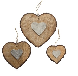 Proveedor confiable de colgante de corazón de madera para la decoración de la casa y de Navidad colgante de pared decorativo de madera Natural en forma de corazón - Product Image 4