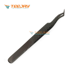 Pinzas para Pestañas TEEJAY Plasma Black Boot Curved Volume, Acero Inoxidable, Punta Suave, Agarre de Diamante, Diseño Preciso para Extensión de Pestañas - Product Image 2