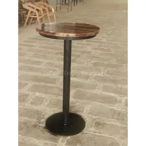 Mesa alta de madera comercial Vintage Base de hierro fundido multiusos para cocina Exterior Hotel dormitorio granja centro comercial al aire libre - Product Image 1