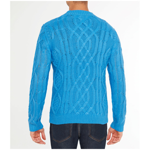 Pullover girocollo 100% da uomo in acrilico a manica lunga realizzato in italia in filato tinto con trecce ODM fornitura per la stagione autunnale - Product Image 3