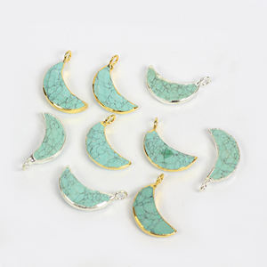 Bleu Howlite Turquoise 20x8 demi-lune pendentif boucle unique connecteur charme croissant forme pierre précieuse pour enfants Christian Made - Product Image 4