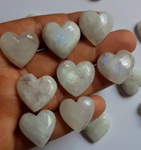 High Quality Rainbow Moonstone Loose Heart-Carving Gemstone valentine Day Jewelry for Men's and Women's in size of 16-18mm