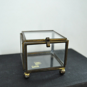 Beautifully Handmade Vintage <b>Glass</b> and Brass Square Curio <b>Box</b> - Product Image 1