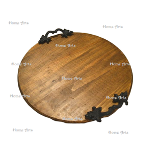 Plateau à thé et café en bois avec poignées en fer, qualité supérieure, taille personnalisée, plateau de service alimentaire, best-seller - Product Image 6