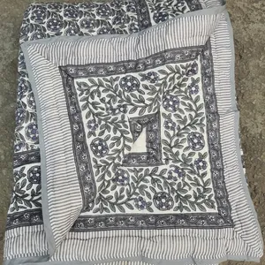 Venta al por mayor de mantas acolchadas de algodón de tela estampada en bloque edredón Reversible ropa de cama de invierno para el hogar edredones tamaño King - Product Image 5