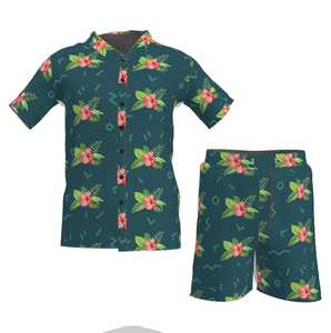 Chemises et shorts hawaïennes à manches courtes pour hommes, ensemble imprimé personnalisé, décontracté, pour la plage, vente en gros, - Product Image 2