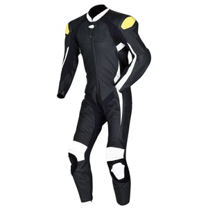 Traje de carreras hecho a medida cuero de moto negro de piel de vaca pura con diseño de ropa deportiva impresa transpirable - Product Image 1