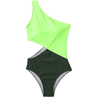 Meisjes op maat gemaakte gestreepte bikini met één schouder, cut-out, sexy zomerbadkleding, kinderwinddichte plus size polyester spandex hot