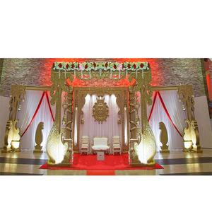 Boda de Srilankan tallada a mano FRP Golden Mandap Dream decoración de boda hindú Mandap Setup Glamorous Indian Wedding Mandap Decor USA - Product Image 1