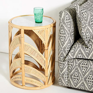 Table latérale en rotin, meuble de salon en marbre brut, offre spéciale - Product Image 2