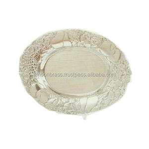 จานเสิร์ฟอาหารทรงกลมอะลูมิเนียม ดีไซน์สวยงาม ขัดเงาสีเงิน รูปทรงวงรีแบบเกลียว - Product Image 4