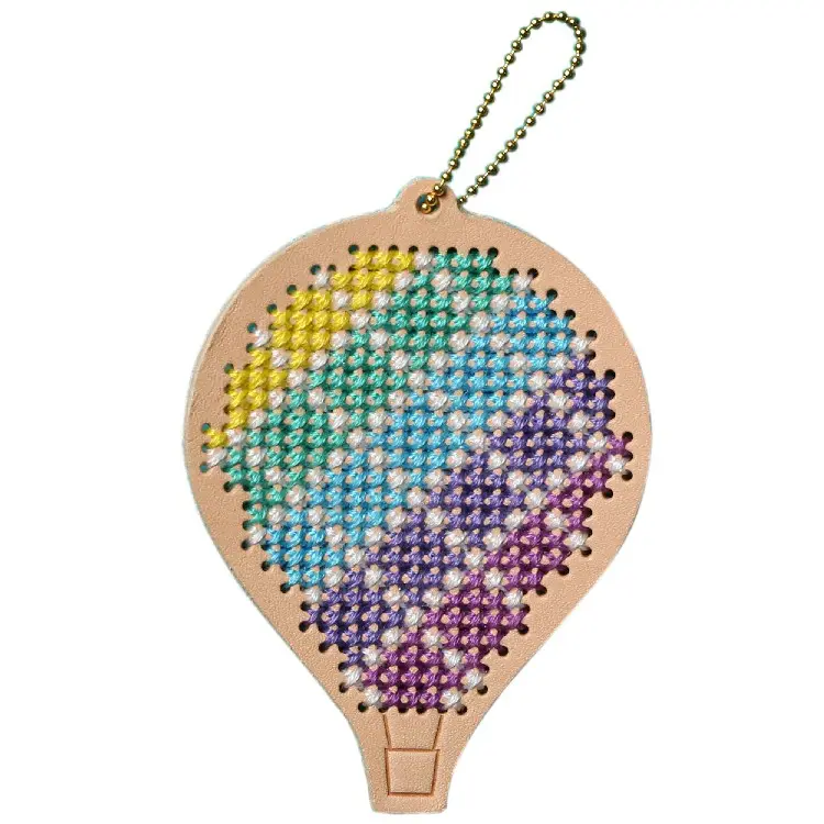 [3] Hot Sale Amazon Hot Air Balloon Cross Stitch Leather Key Chain DIY