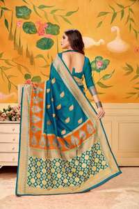 Sarees en soie d'art Alphanumero en gros - Product Image 3