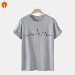 Camiseta de manga corta para hombre, de algodón, con estampado de construcción y dibujo - Product Image 4