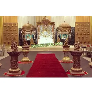 Décor de scène de mariage tamoul Maharaja, scène traditionnelle de mariage hindou en fibre, ensemble de scène de mariage Grand Chennai - Product Image 1
