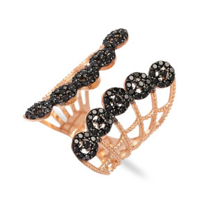 Anillo ajustable de piedra de circón negro turco hecho a mano al por mayor joyería de plata de ley 925 - Product Image 1