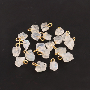 Conectores de piedras preciosas chapadas en oro/plata, piedra lunar arcoíris natural de Fuego Azul rugoso, precio de fábrica, novedad - Product Image 3