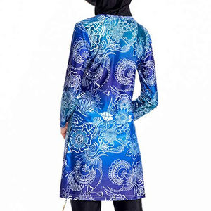 2026 diseñador personalizado de lujo impermeable tela traje de baño 2 uds Hijab ropa de playa para mujeres y niñas musulmanas con estampado de logotipo frontal - Product Image 5