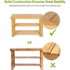 SONGMICS <span class=keywords><strong>Scarpiera</strong></span> in Bambù a 3 Livelli, Organizzatore Portascarpe in Bambù, Panca Portascarpe per Soggiorno, Design Dropshipping - Product Image 2
