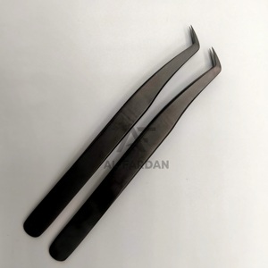 Pince à épiler d'extension de cils de botte mince de 65 degrés noir mat pince à cils de volume russe fibre pointue acier inoxydable solide - Product Image 2