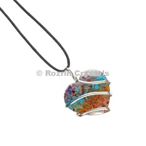 Get Online <b>Orgonite</b> Chakra Heart Wired Wraaped Pendant : <b>Orgonite</b> Chakra Heart Wired Wraaped Pendant For Sale - Product Image 1
