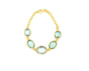 Topaze bleue Quartz Rose pierre précieuse argent Sterling plaqué or à facettes ovale coupe fantaisie bracelet à la mode - Product Image 5