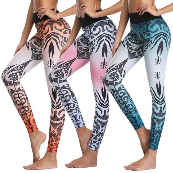 Women Yoga Pants Sports Leggings White Print Fitness Wear Workout Sports Running Leggings Push Up Gym Elastic Slim Pants