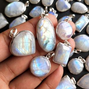 Pendentif en pierre de lune pour enfants, en argent, arc-en-ciel, pendentif en pierre de lune brute, boule de bouddha, jenda - Product Image 4