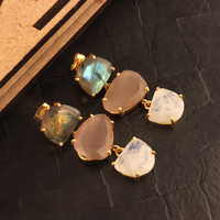 Boucle d'oreille pendante en pierre naturelle rose, labradorite, catseye et pierre de lune arc-en-ciel bleu, bijou pendant en forme de goutte