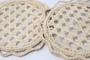 Set of 6 Natural Rattan Teacup Coasters in <b>Blue</b> Trending Design for Kitchenware Tabletop Use - Product Image 5