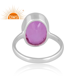 925 Fine Sterling silver natural Doublet Kunzite <b>Quartz</b> gemstone stackable <b>ring</b> jewelry manufacturer - Product Image 4
