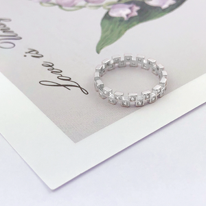 Bagues de fiançailles et de mariage tendance en argent sterling 925 avec diamants carrés - Product Image 3