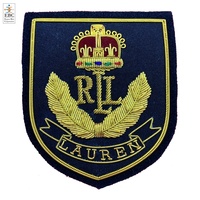 Parche de insignia de lujo 3D personalizado para chaqueta, bordado a mano con hilo de oro cosido, de tela de fieltro ecológica, sin níquel, OEM