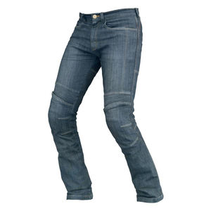EN17092 Fashionable <b>Blue</b> Biker <b>Jeans</b> for Girls Creased Style European Fitting <b>Dark</b> Wash <b>Denim</b> Prime Protection Breathable - Product Image 4