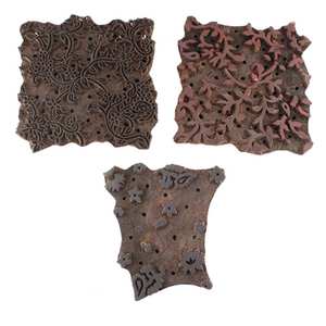 Wholesale Handmade Mix <b>Wooden</b> Printing <b>Blocks</b> Craft Brown Textile Saree Cloth Canvas Stamp Indian Floral Online New Design - Product Image 1