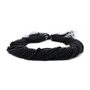 Cuentas de hilo de 16 pulgadas, ónix negro Natural, 2-3mm, liso, redondo - Product Image 4