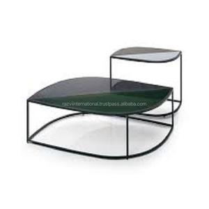 หินอ่อนสีดำด้านบนต้นไม้ออกแบบฐานโลหะอลูมิเนียมตารางด้านข้าง - Product Image 6